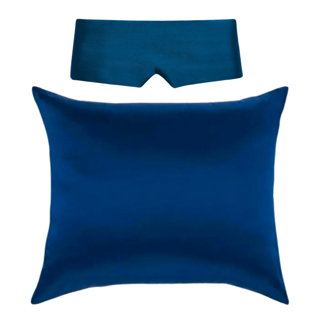 Perfektes Schlafset Blau - Kissenbezug & Schlafmaske