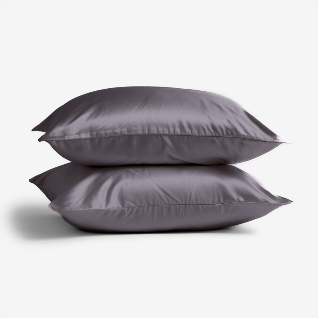 2x Seide Kissenbezug Anthrazit - 19mm Satin