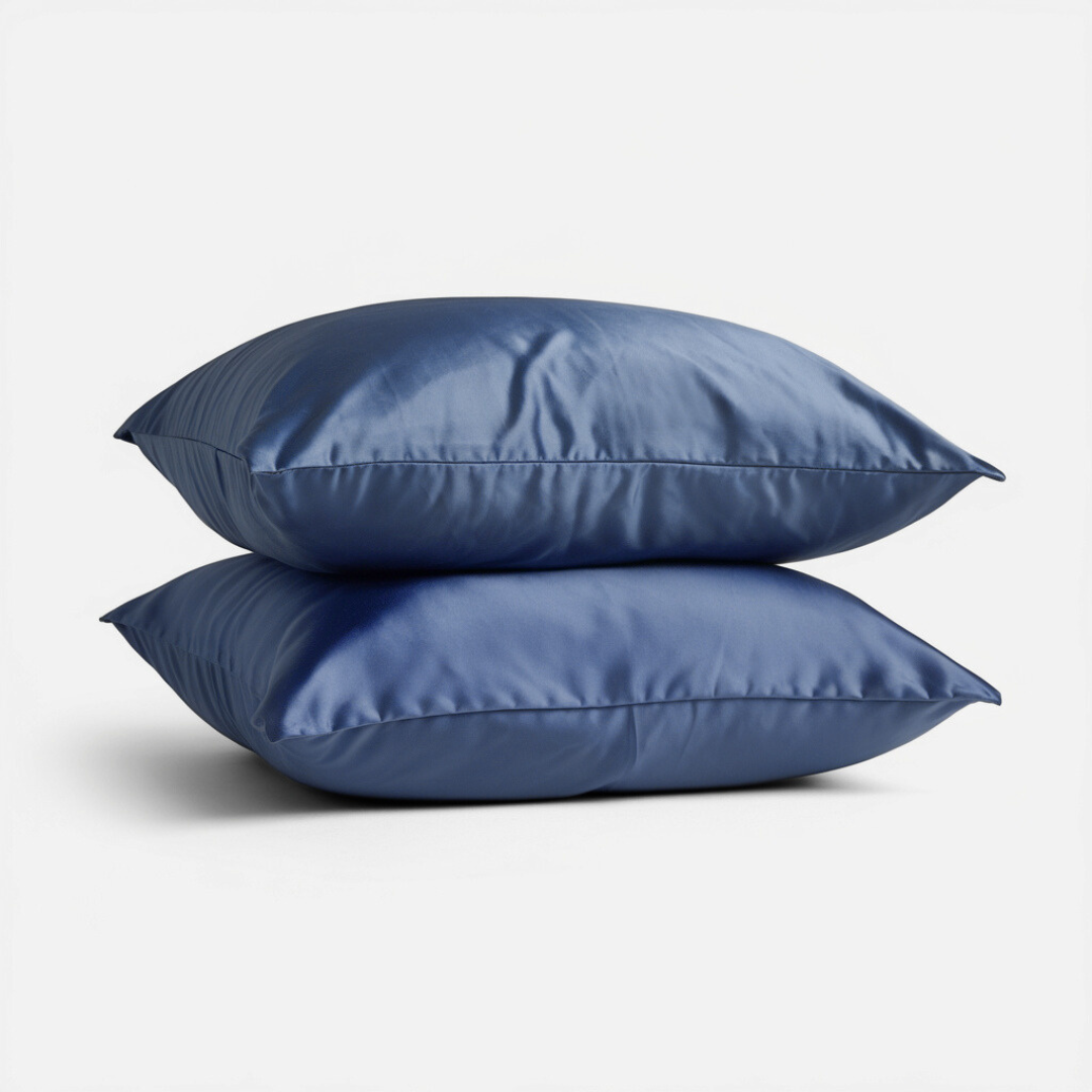 2x Seide Kissenbezug Blau - 19mm Satin