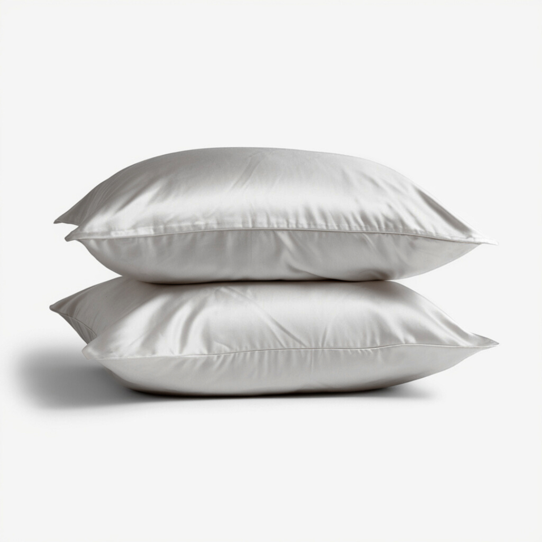 2x Seidenkissenbezug Mondlicht (Hellgrau) - 22mm Satin