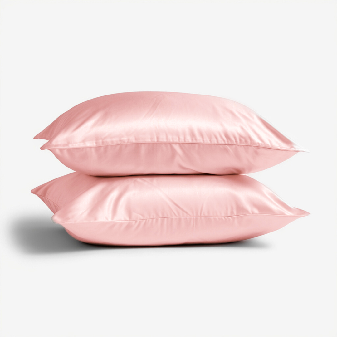 2x Seide Kissenbezug Rosa - 19mm Satin