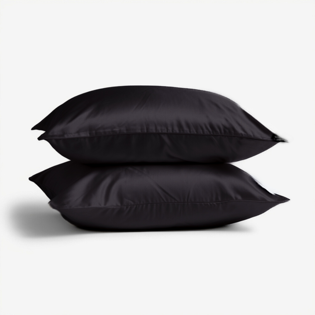 2x Seide Kissenbezug Schwarz - 19mm Satin