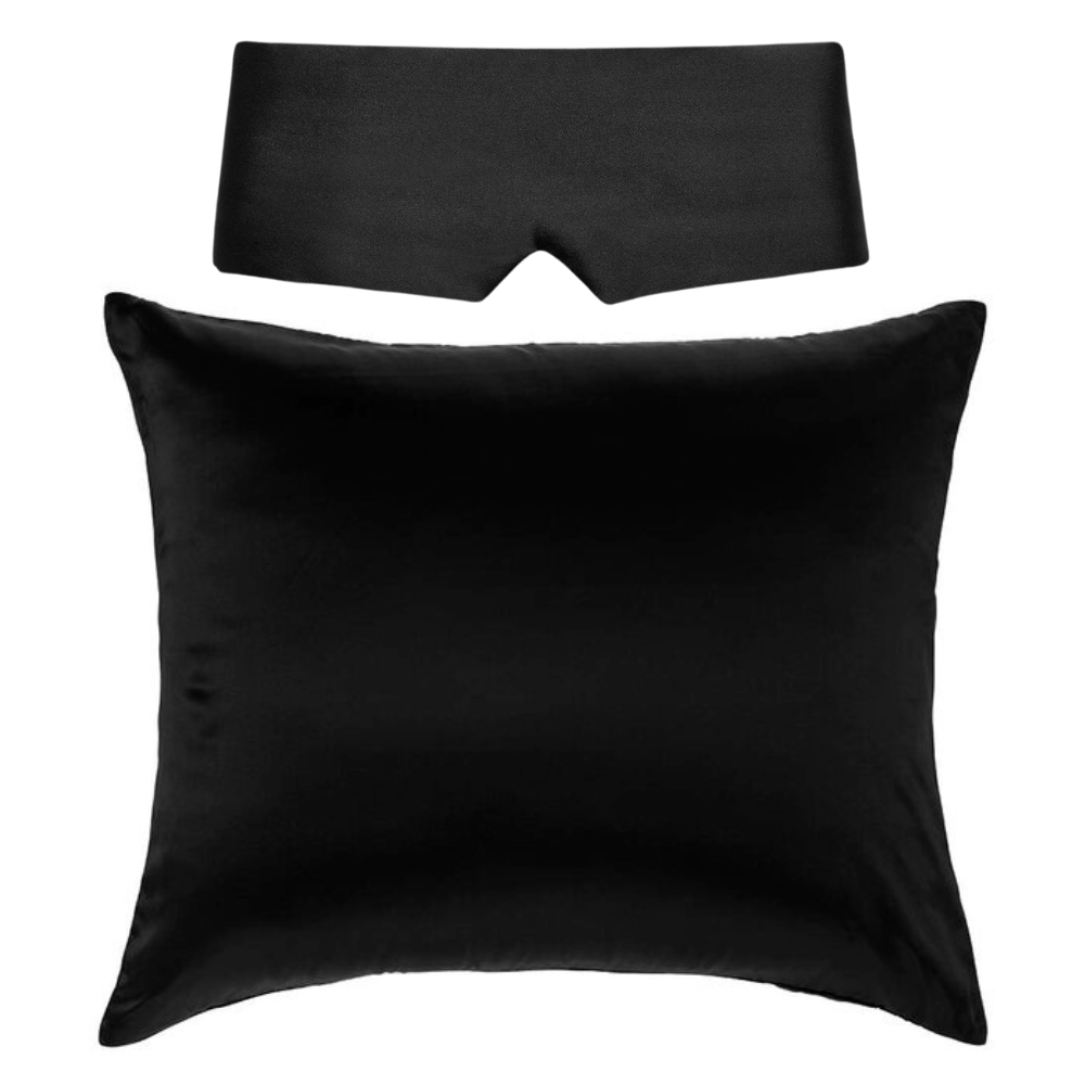 Perfektes Schlafset Schwarz - Kissenbezug & Schlafmaske