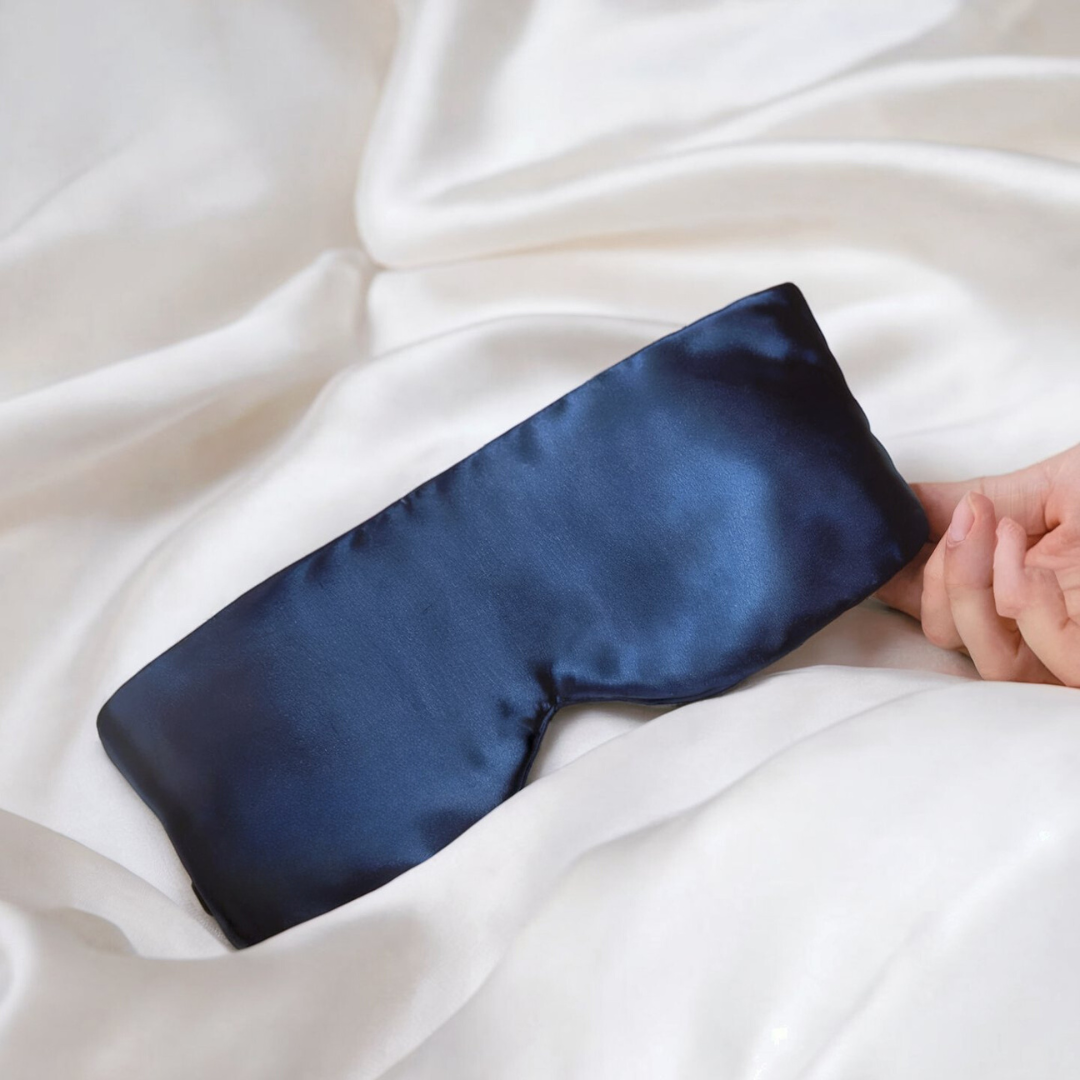 Luxuriöse Seidenschlafmaske - mit Seide gefüllt - Blau