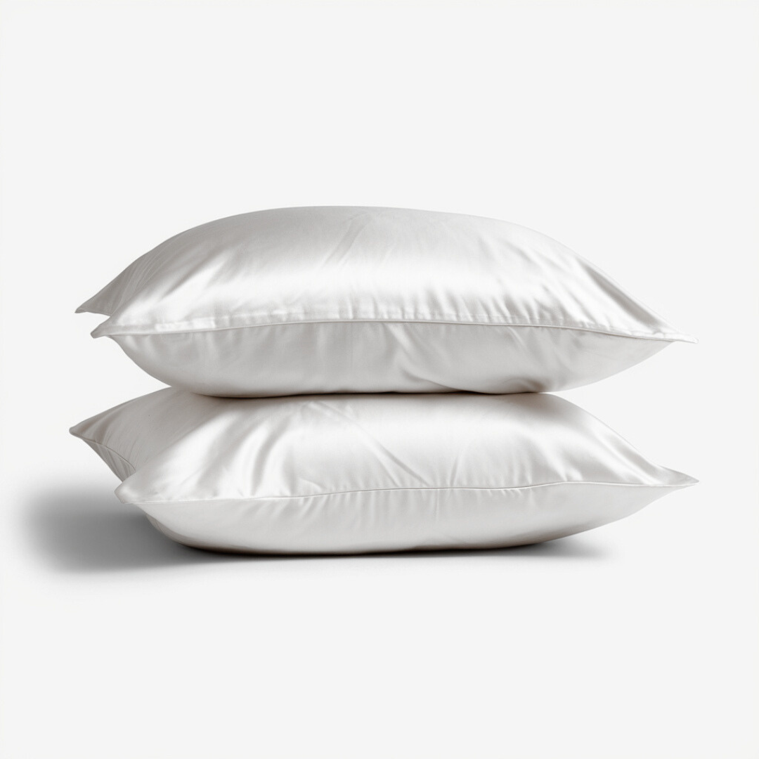 2x Seidenkissenbezug Weiß - 22mm Satin