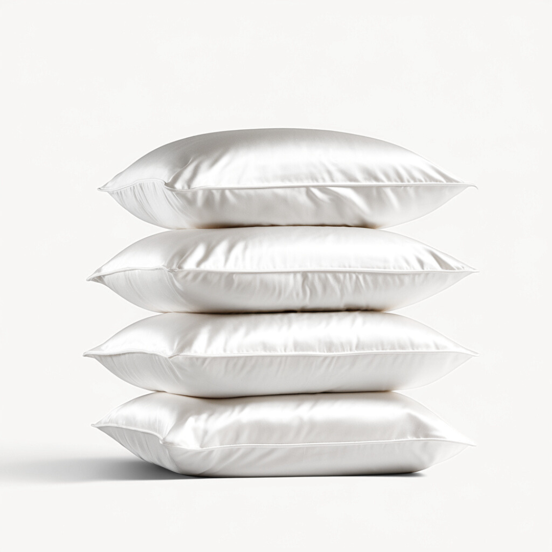 4x Seidenkissenbezug Weiß - 22mm Satin