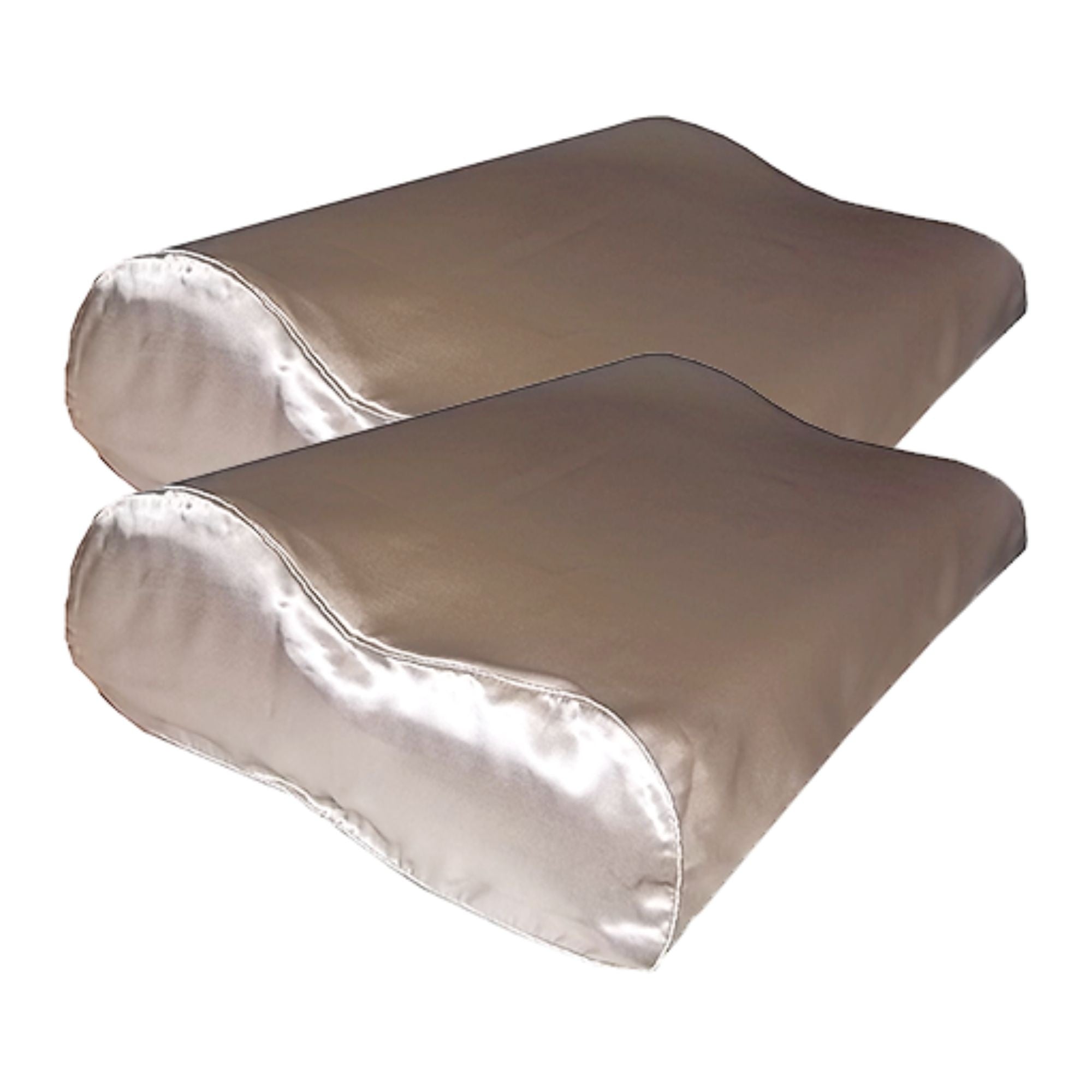 2x 100% Seide Kissenbezug für ergonomisches Kissen Dunkler Champagner - 19MM