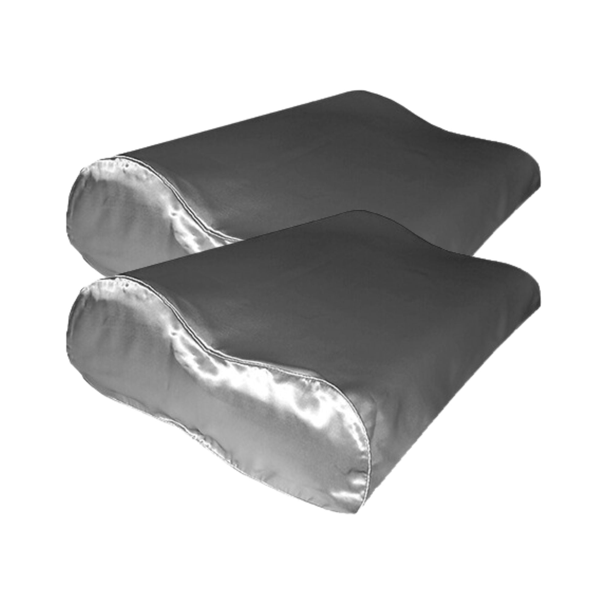 2x 100% Seide Kissenbezug für ergonomisches Kissen Hellgrau - 19MM