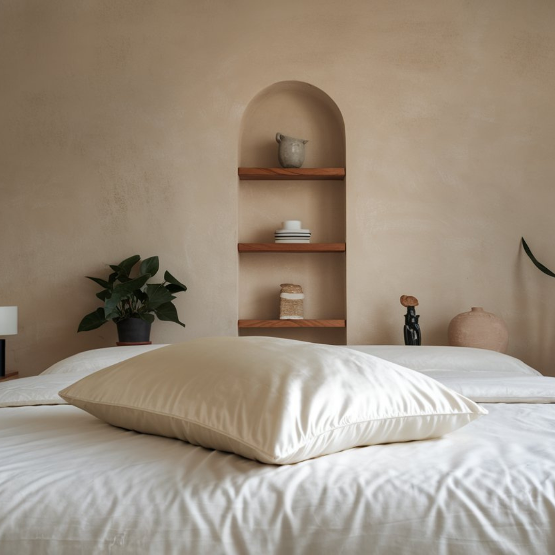 Seidenkissenbezug Elfenbein - 19mm Satin