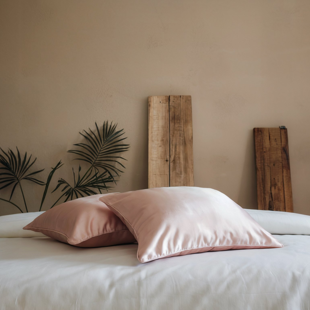 2x Seide Kissenbezug Rosa - 19mm Satin