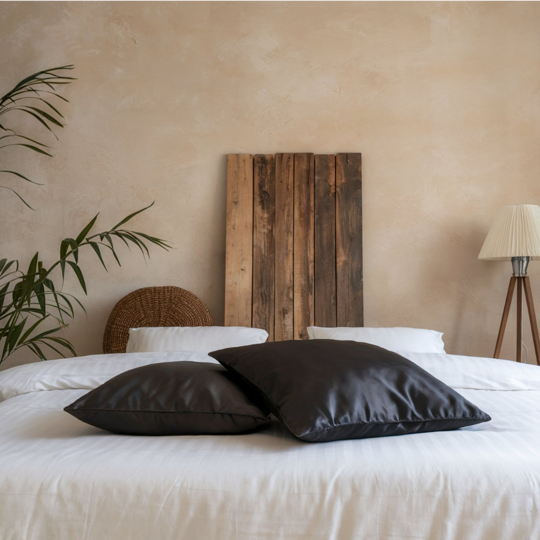 2x Seide Kissenbezug Schwarz - 19mm Satin