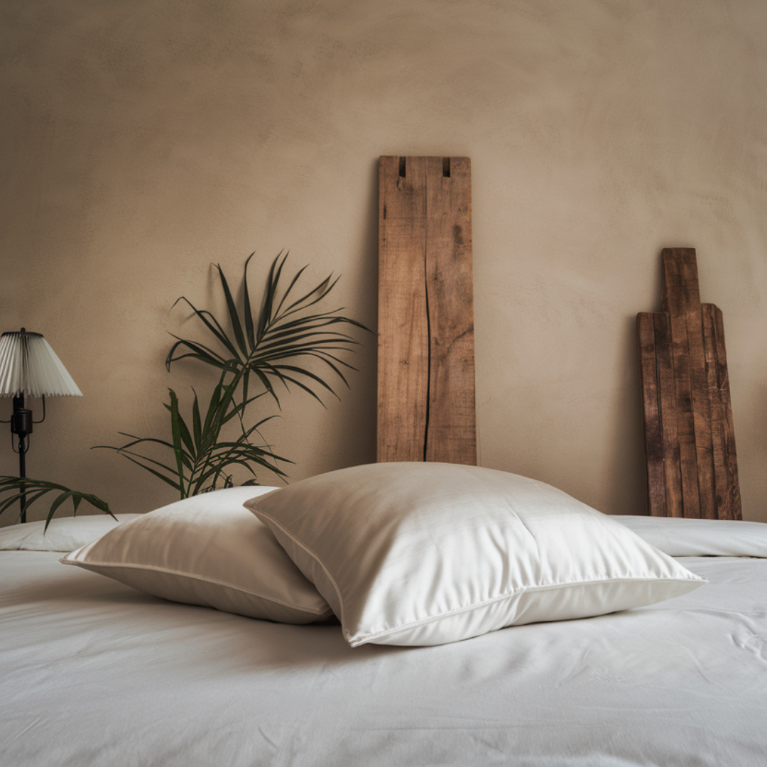 2x Seide Kissenbezug Elfenbein - 19mm Satin