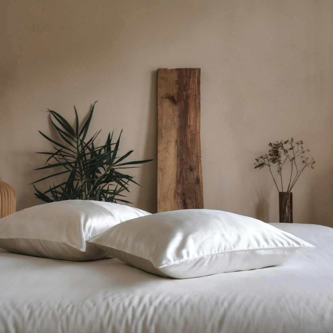 2x Seidenkissenbezug Weiß - 22mm Satin