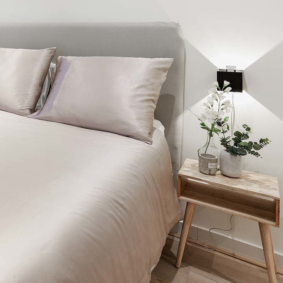 100% Seide Split Topper Spannbettlaken Taupe - 22MM