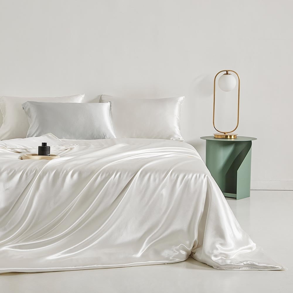 Bettbezug aus 100 % Seide - Elfenbein - 22 Momme Hochglanz