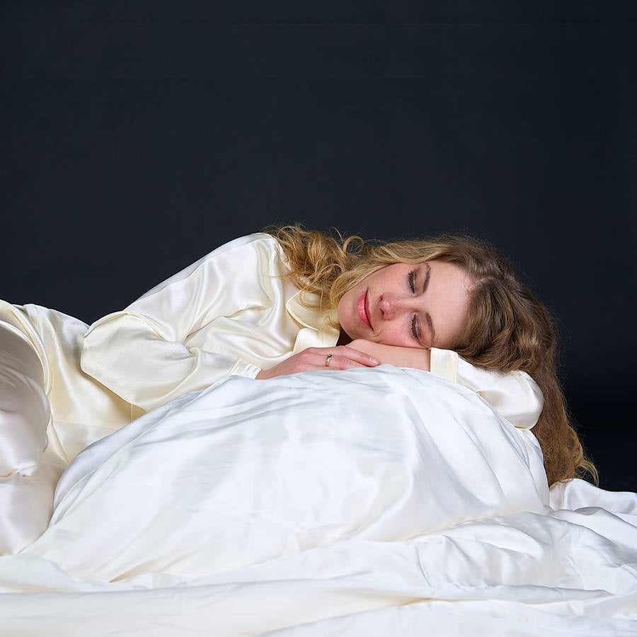 100% Seide Spannbettlaken Schwarz - 22MM