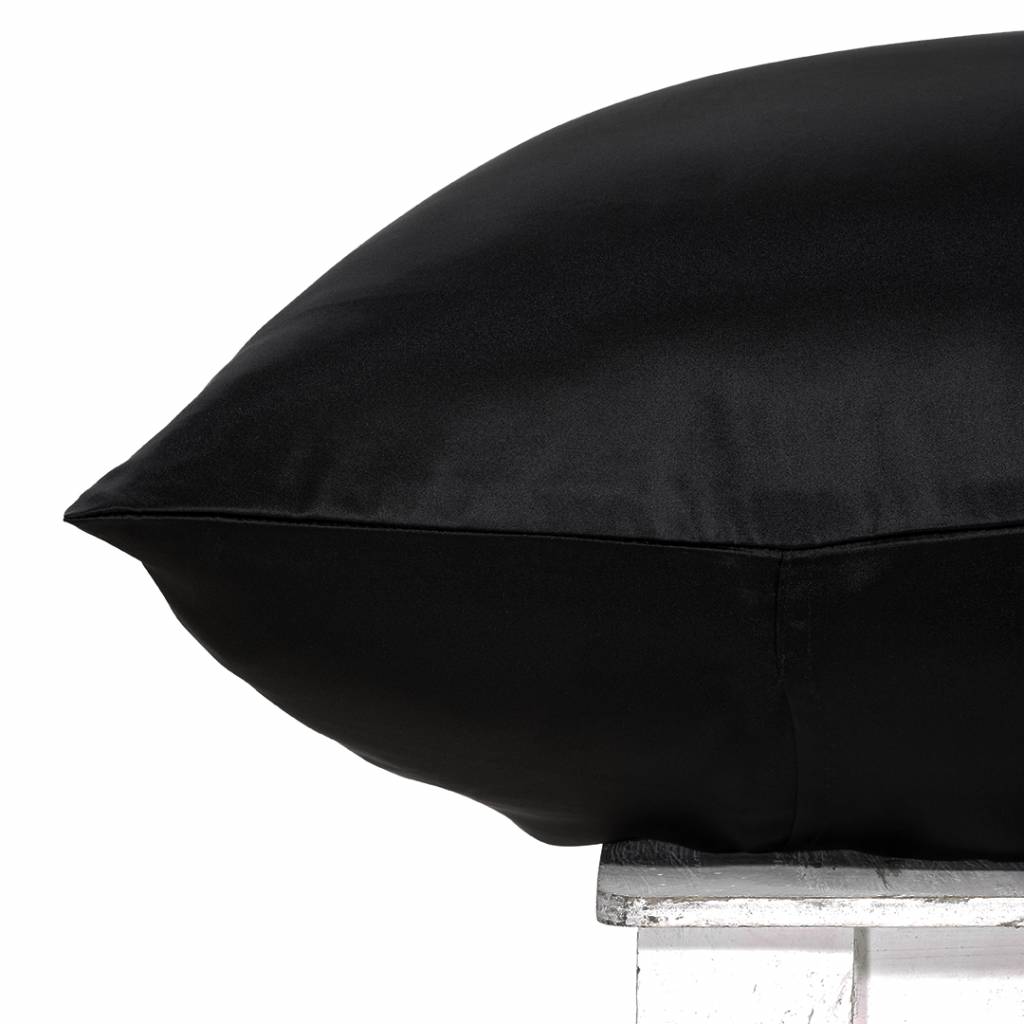 Seidenkissenbezug Schwarz - 22mm Satin