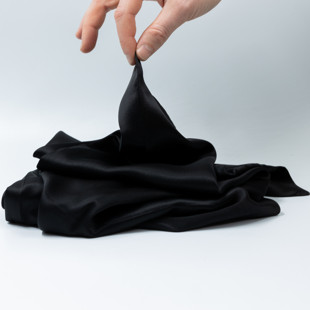 Seidenkissenbezug Schwarz - 22mm Satin