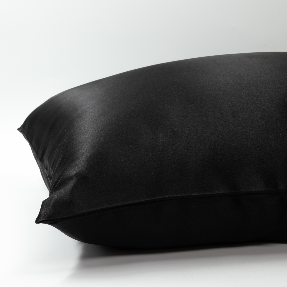 Seidenkissenbezug Schwarz - 22mm Satin
