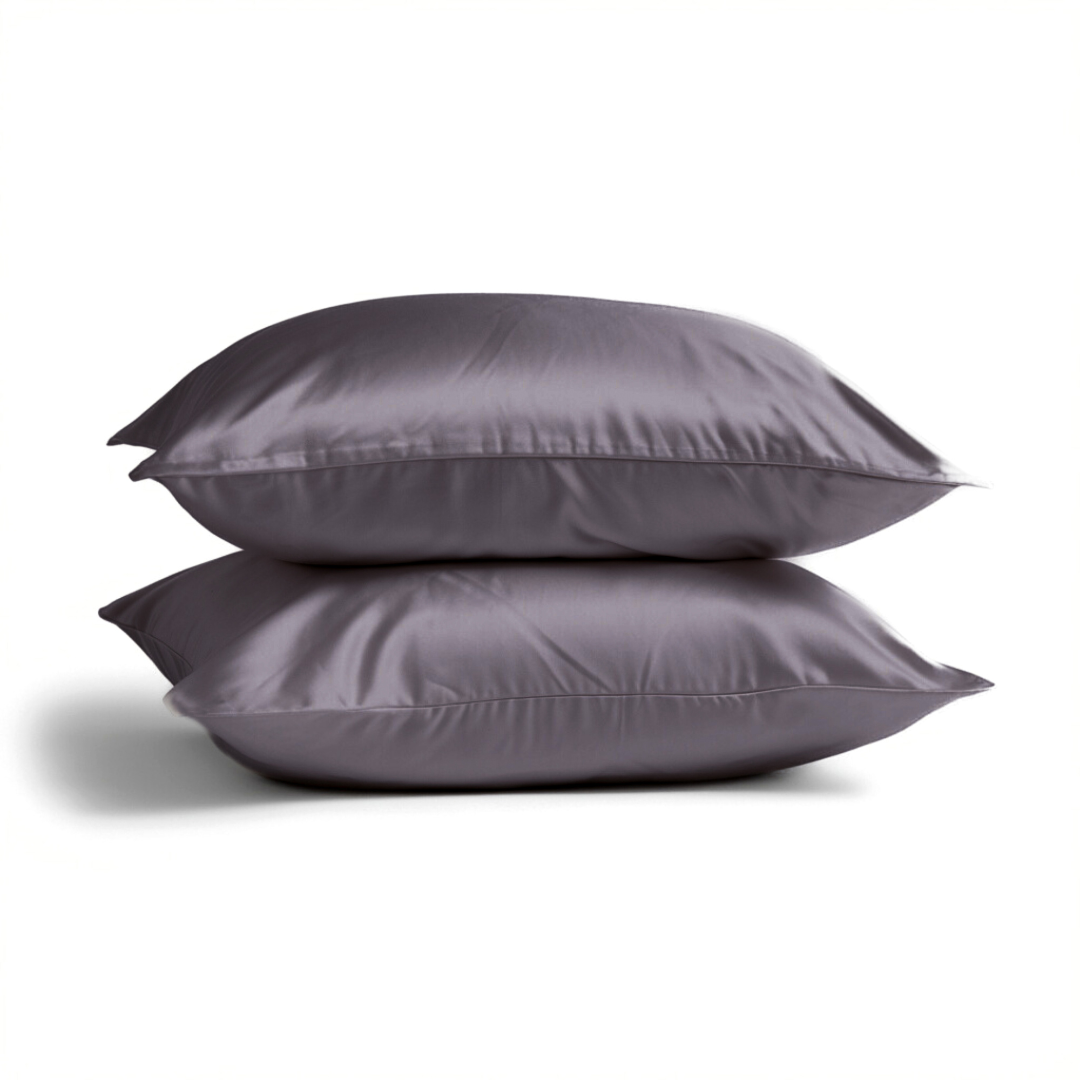 2x Seide Kissenbezug Anthrazit - 19mm Satin