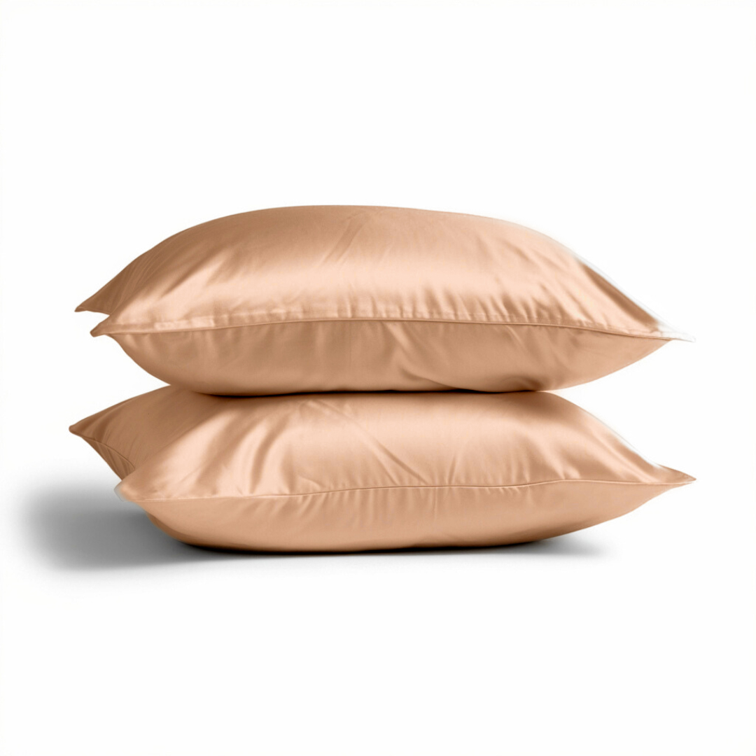 2x Seidenkissenbezug Gold - 22mm Satin