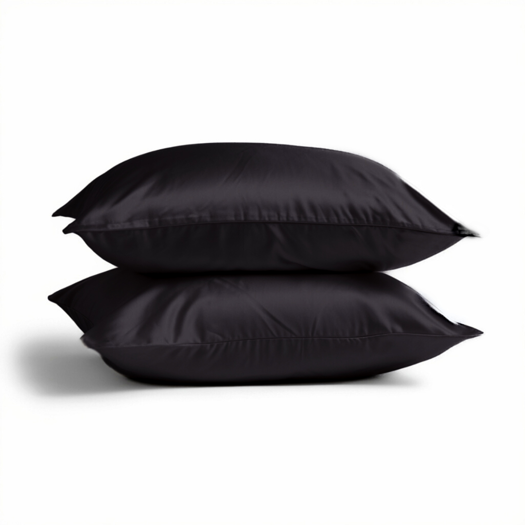 2x Seide Kissenbezug Schwarz - 19mm Satin