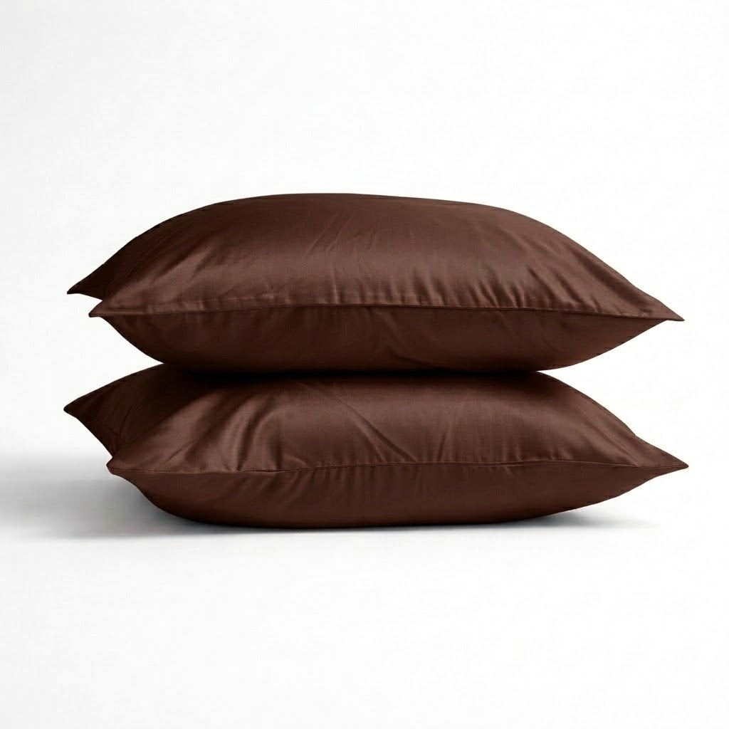 2x Seide Kissenbezug Midnight Cacao - 22mm Satin