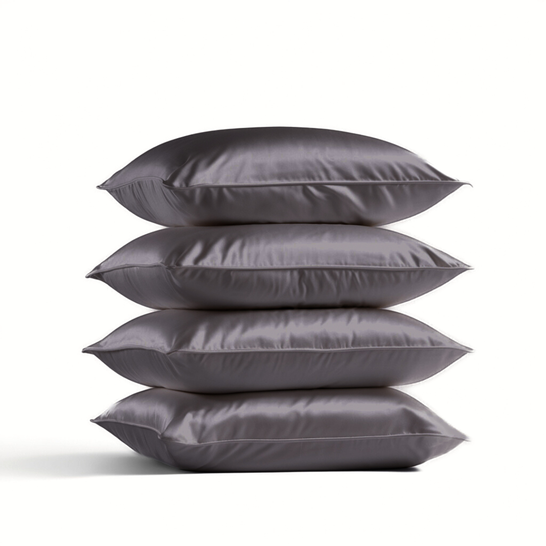 4x Seidenkissenbezug Anthrazit - 19mm Satin