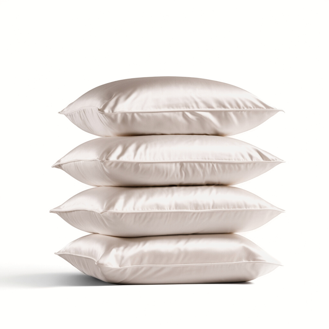 4x Seidenkissenbezug Elfenbein - 19mm Satin