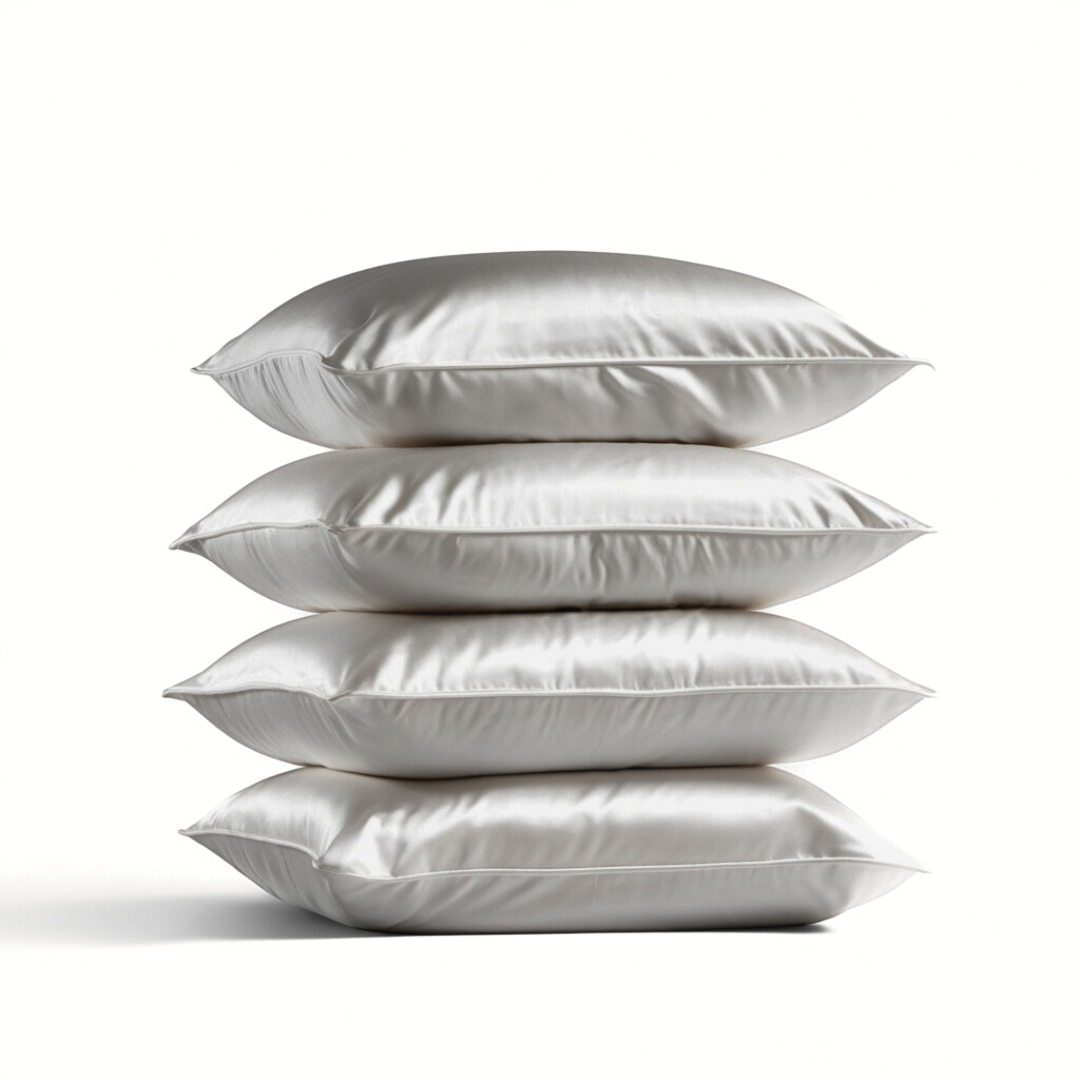 4x Seidenkissenbezug Mondlicht (Hellgrau) - 22mm Satin