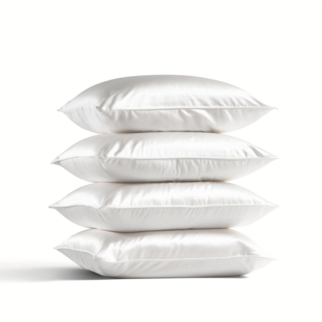 4x Seidenkissenbezug Weiß - 19mm Satin