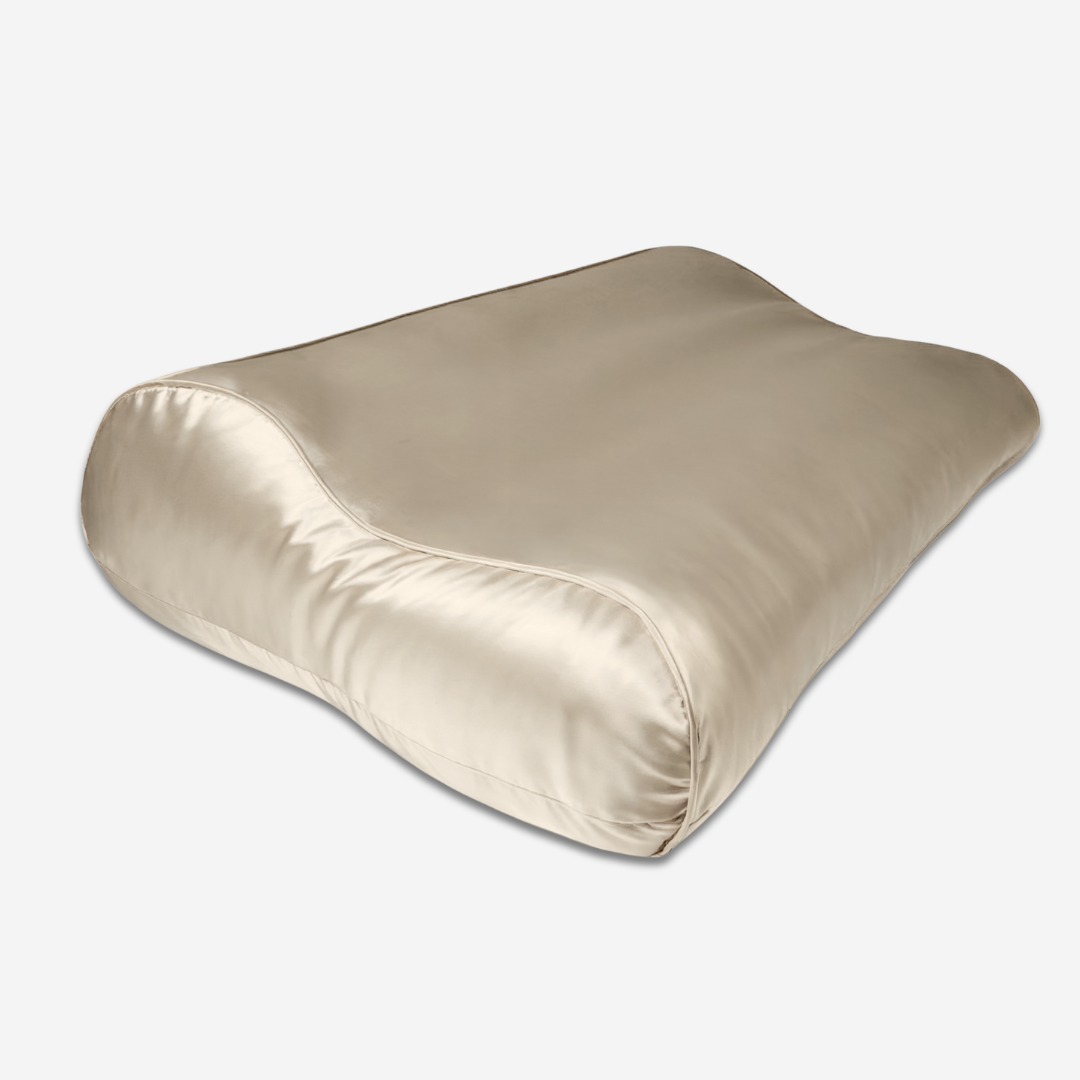 Seidenkissenbezug Dunkler Champagner - 19mm Satin Ergonomisch