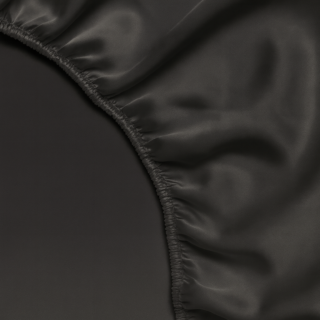 Seiden-Spannbettlaken Schwarz - 22MM