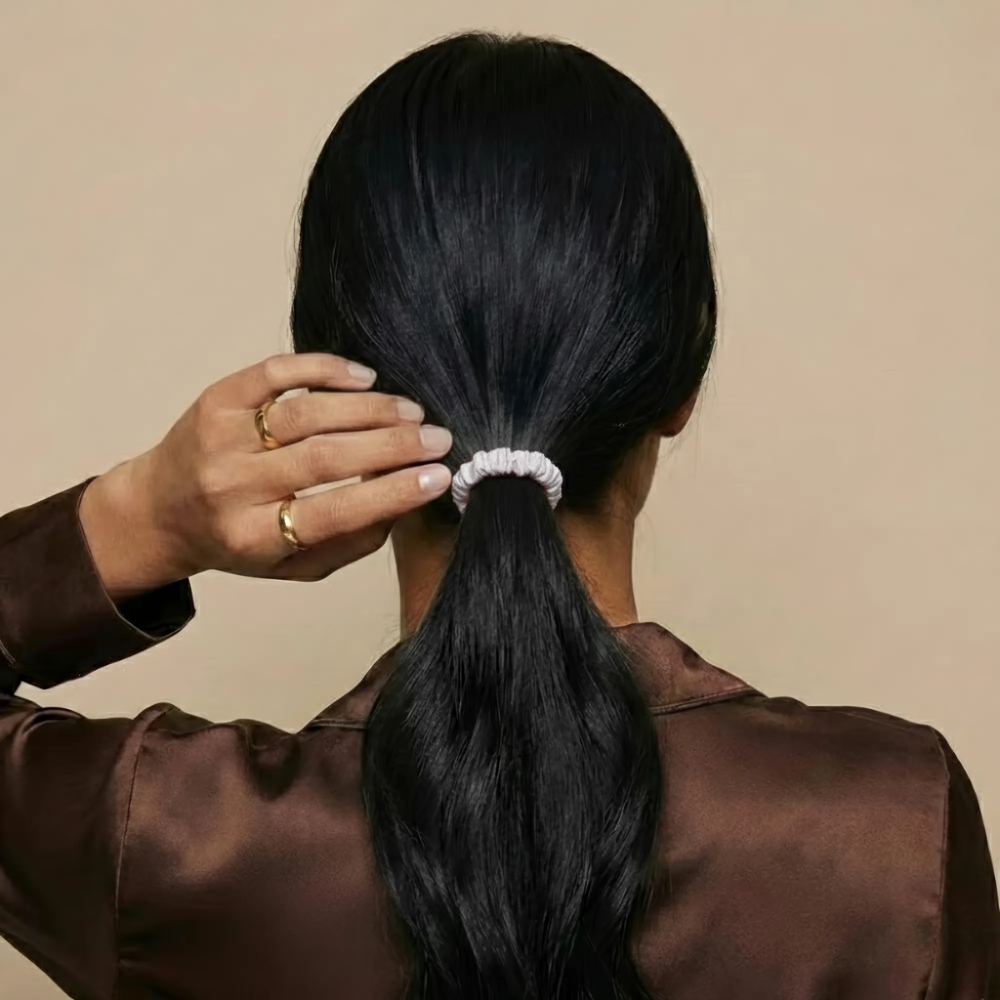 Seiden-Scrunchie Cloud White Deluxe Set mit 5 Stück - 22 Momme