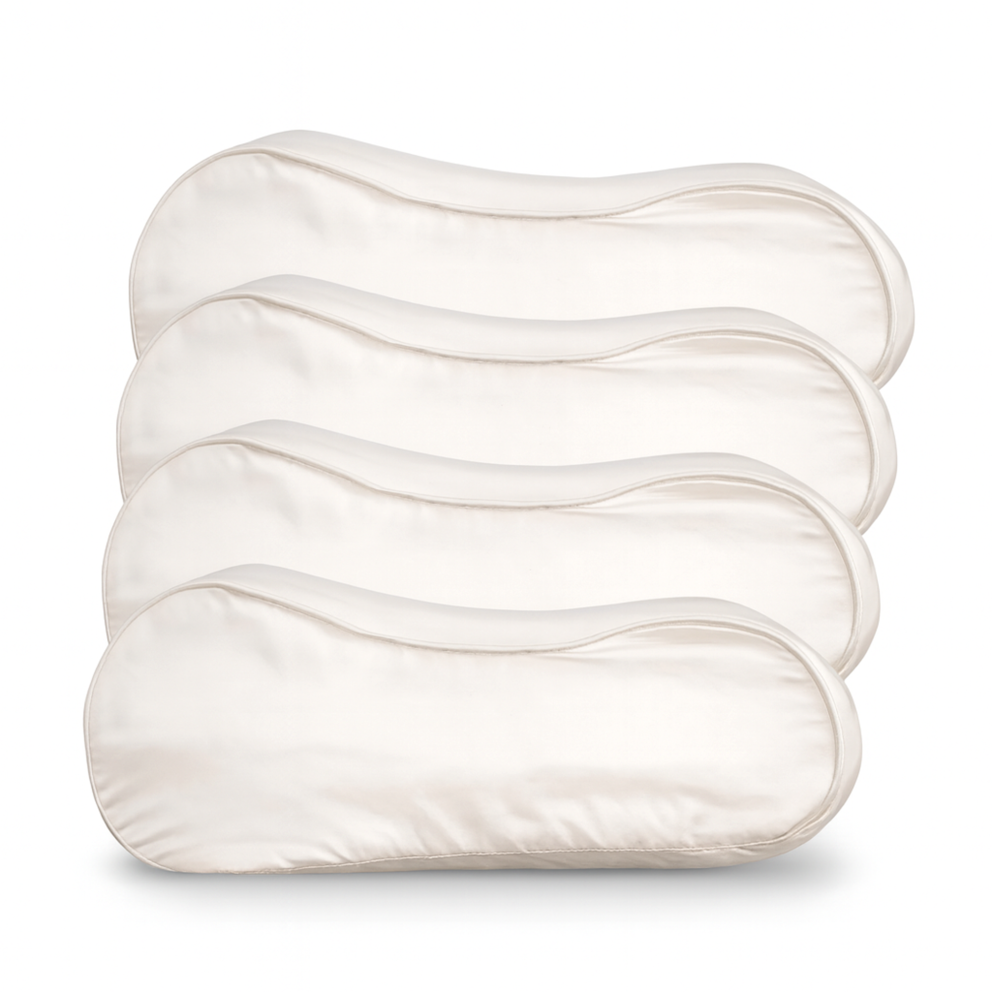 4x Seidenkissenbezug Elfenbein - 22mm Satin Ergonomisch