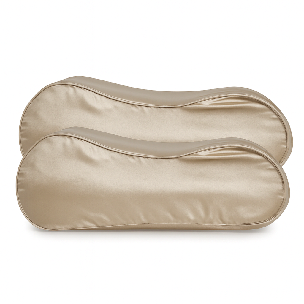 2x Seidenkissenbezug Dunkler Champagner - 19mm Satin Ergonomisch