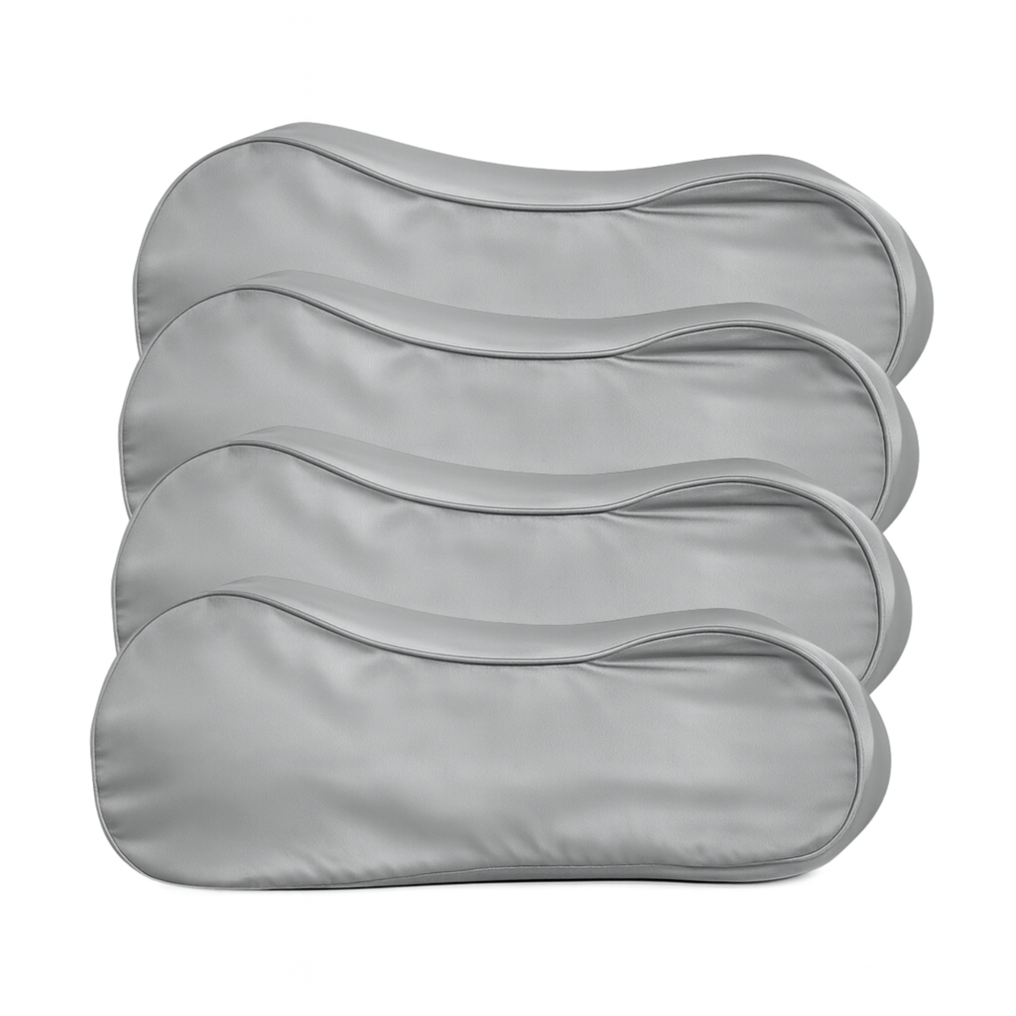 4x Seidenkissenbezug Hellgrau - 19mm Satin Ergonomisch