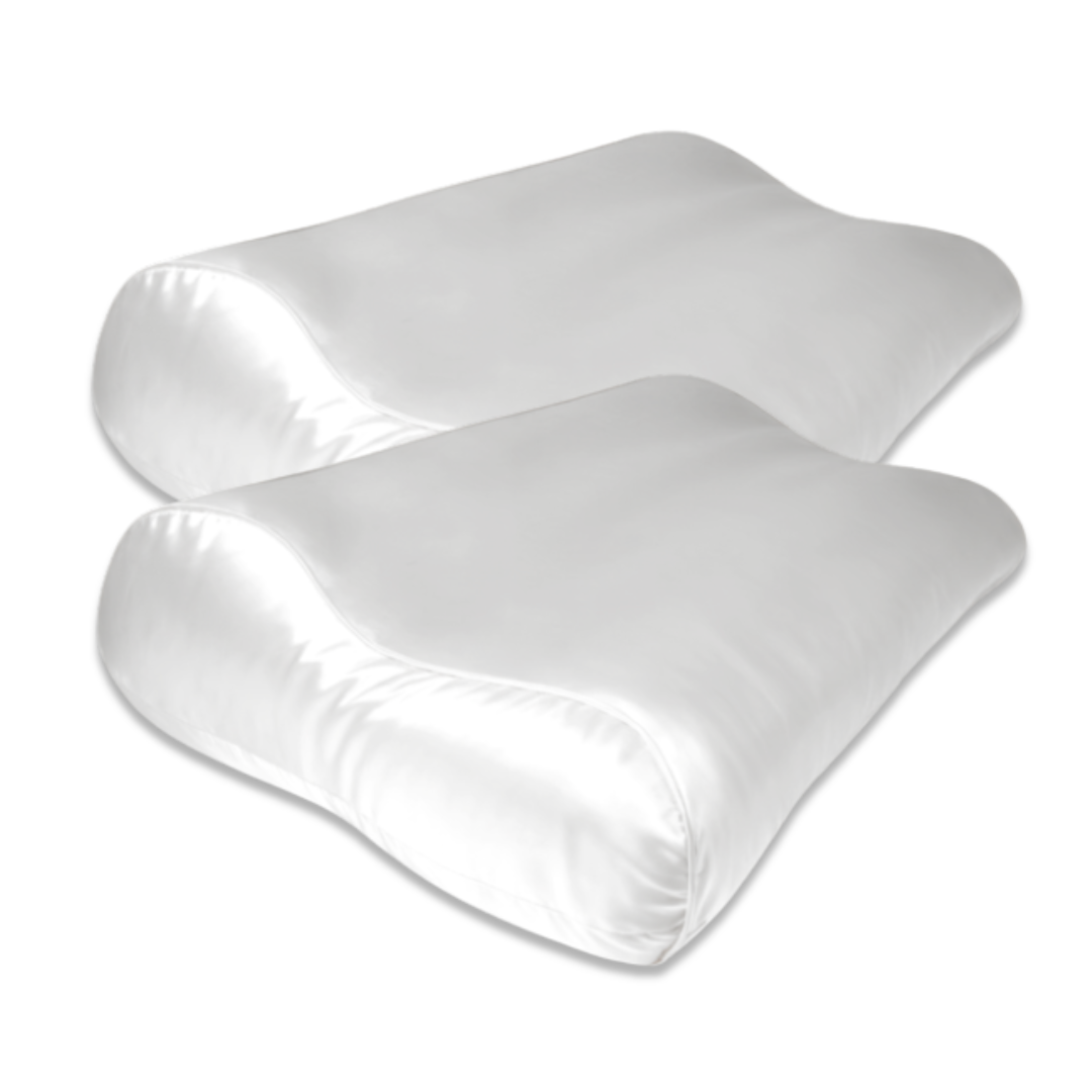 2x Seidenkissenbezug Weiß - 22mm Satin Ergonomisch