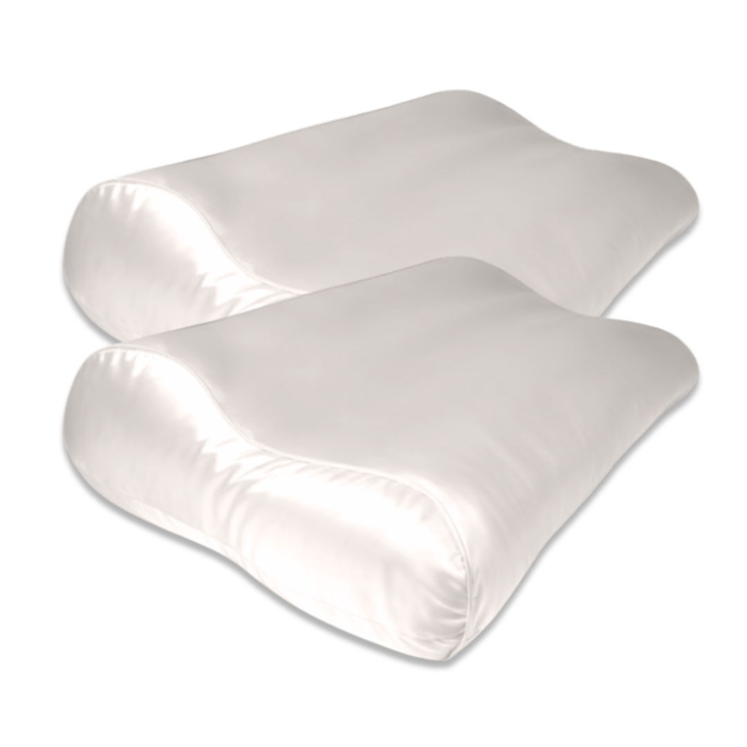 2x Seidenkissenbezug Elfenbein - 22mm Satin Ergonomisch