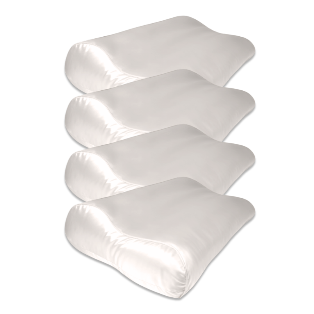 4x Seidenkissenbezug Elfenbein - 19mm Satin Ergonomisch