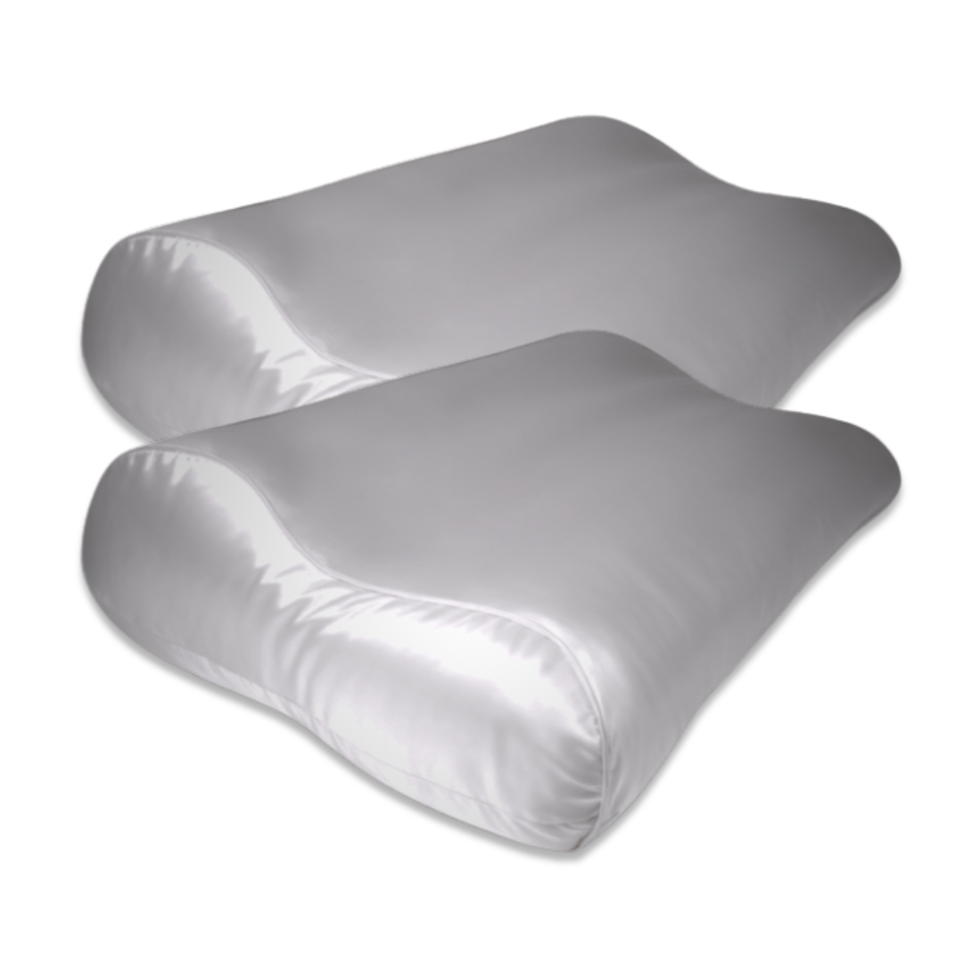 2x Seidenkissenbezug Hellgrau - 19mm Satin Ergonomisch