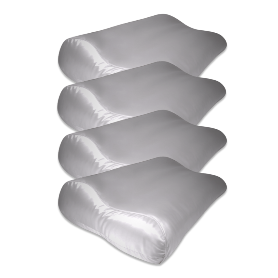 4x Seidenkissenbezug Hellgrau - 19mm Satin Ergonomisch