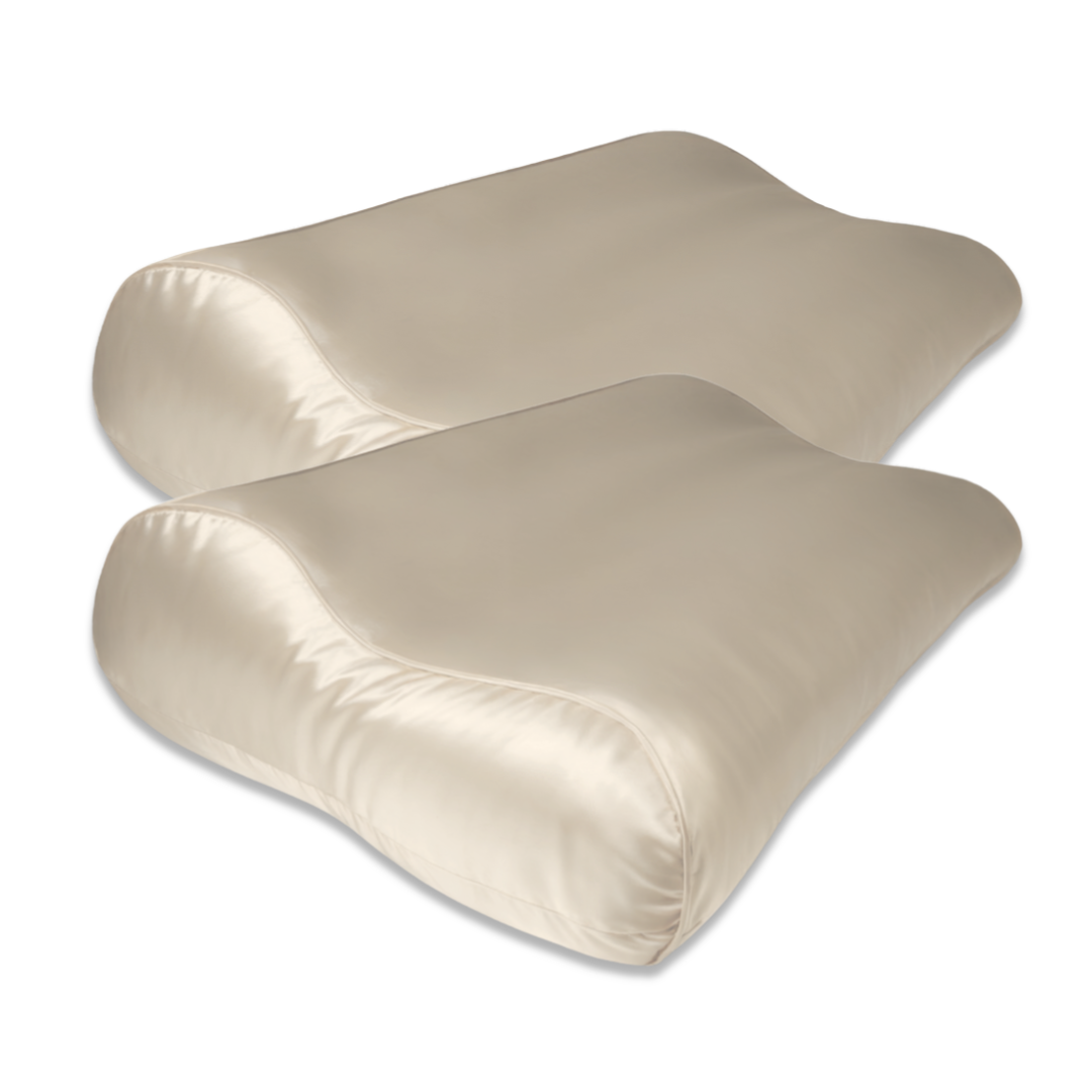 2x Seidenkissenbezug Dunkler Champagner - 19mm Satin Ergonomisch