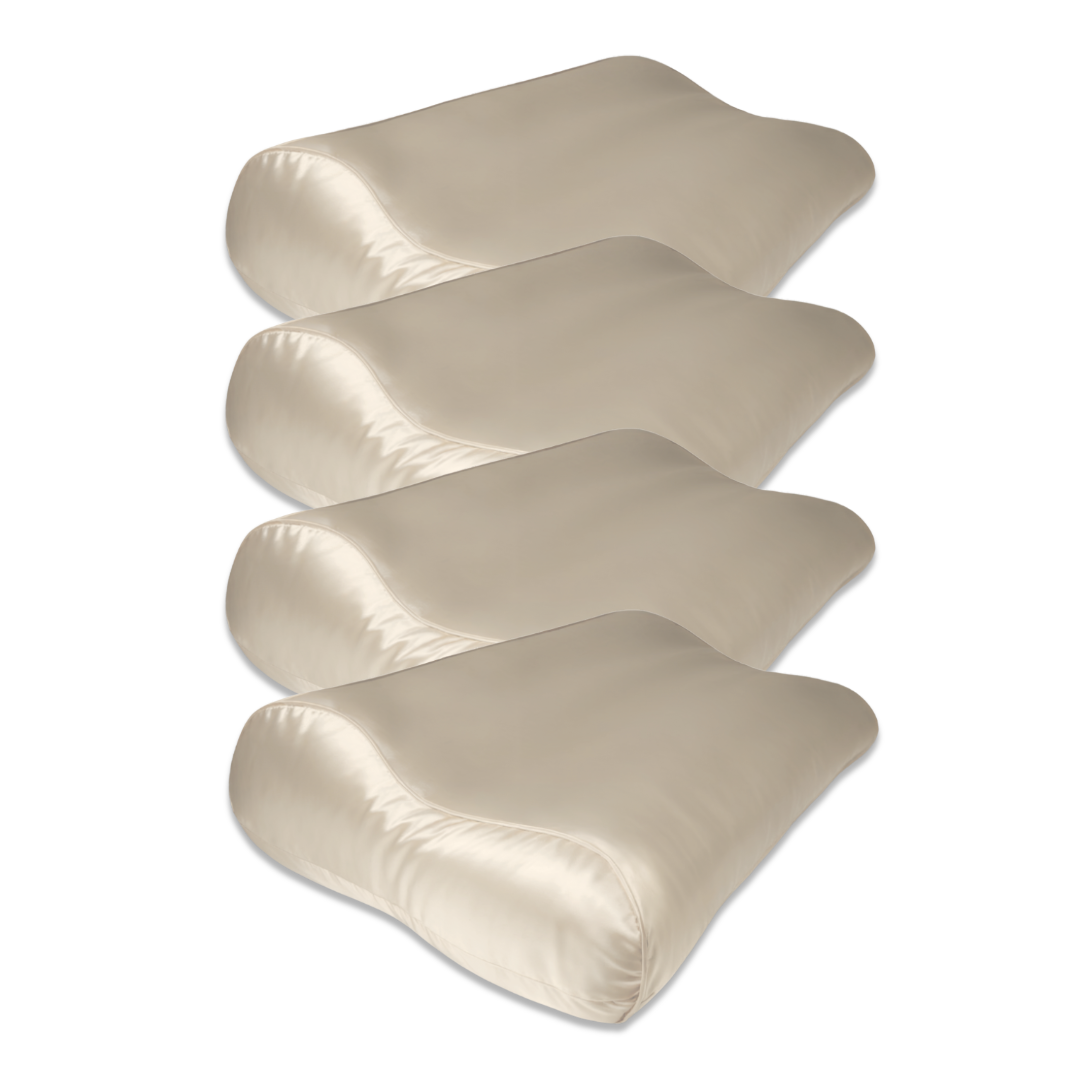 4x Seidenkissenbezug Dunkler Champagner - 19mm Satin Ergonomisch