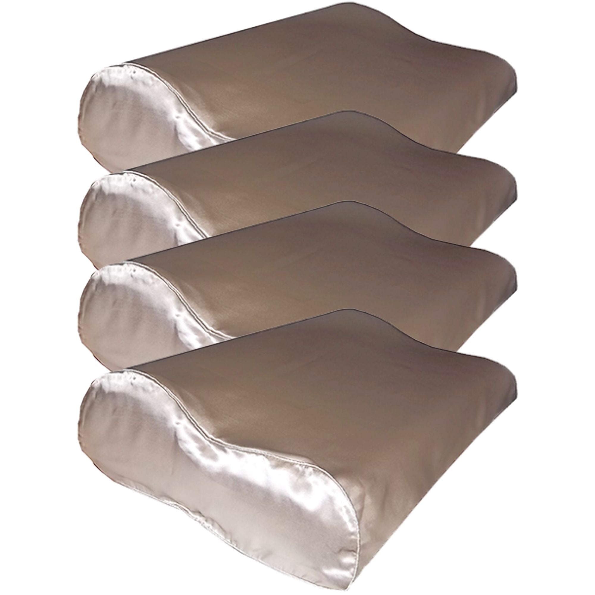 4x 100% Seide Kissenbezug für ergonomisches Kissen Dunkler Champagner - 19MM
