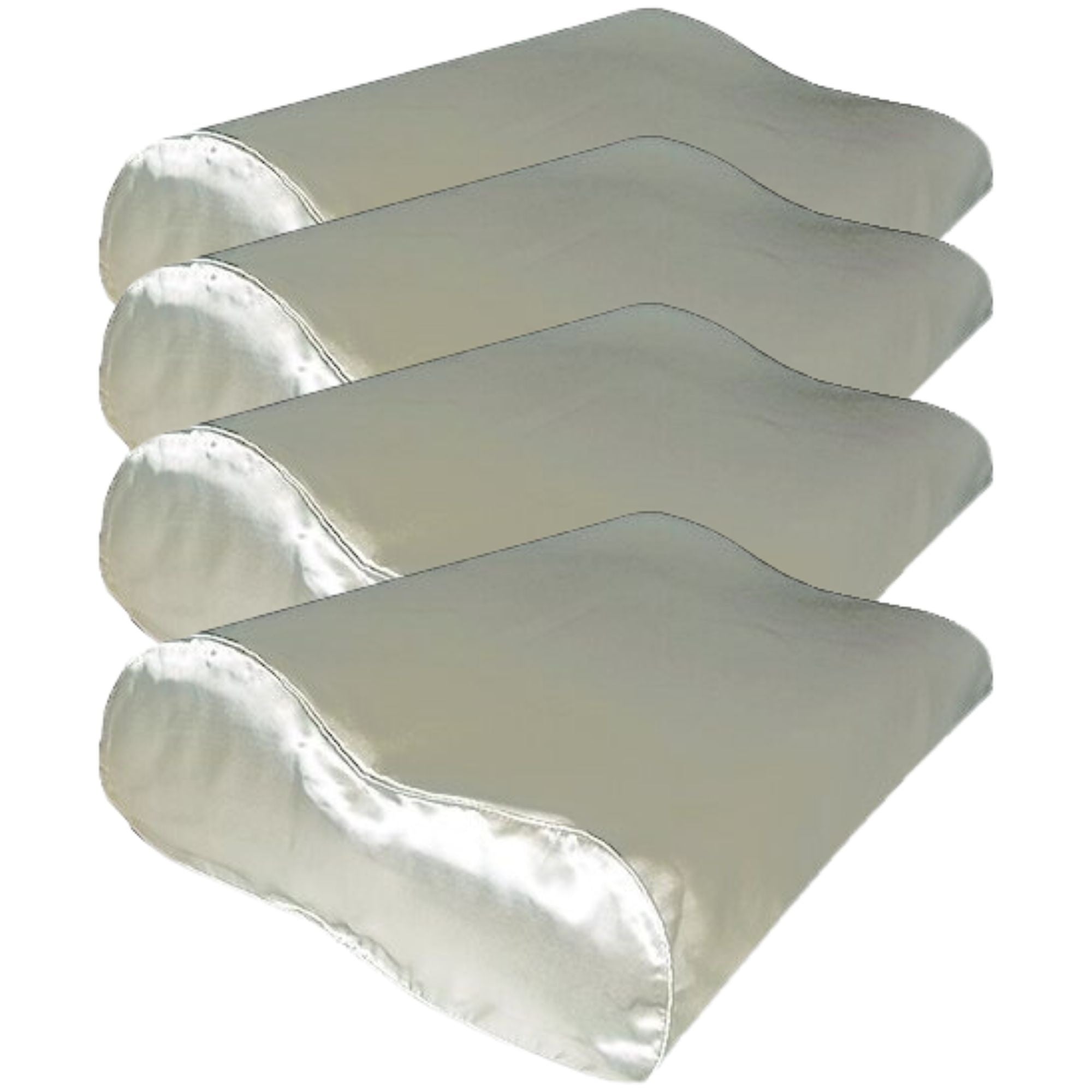 4x 100% Seiden Kissenbezug Ergonomisch Elfenbein Ergonomisch mit Silberionen - 22MM