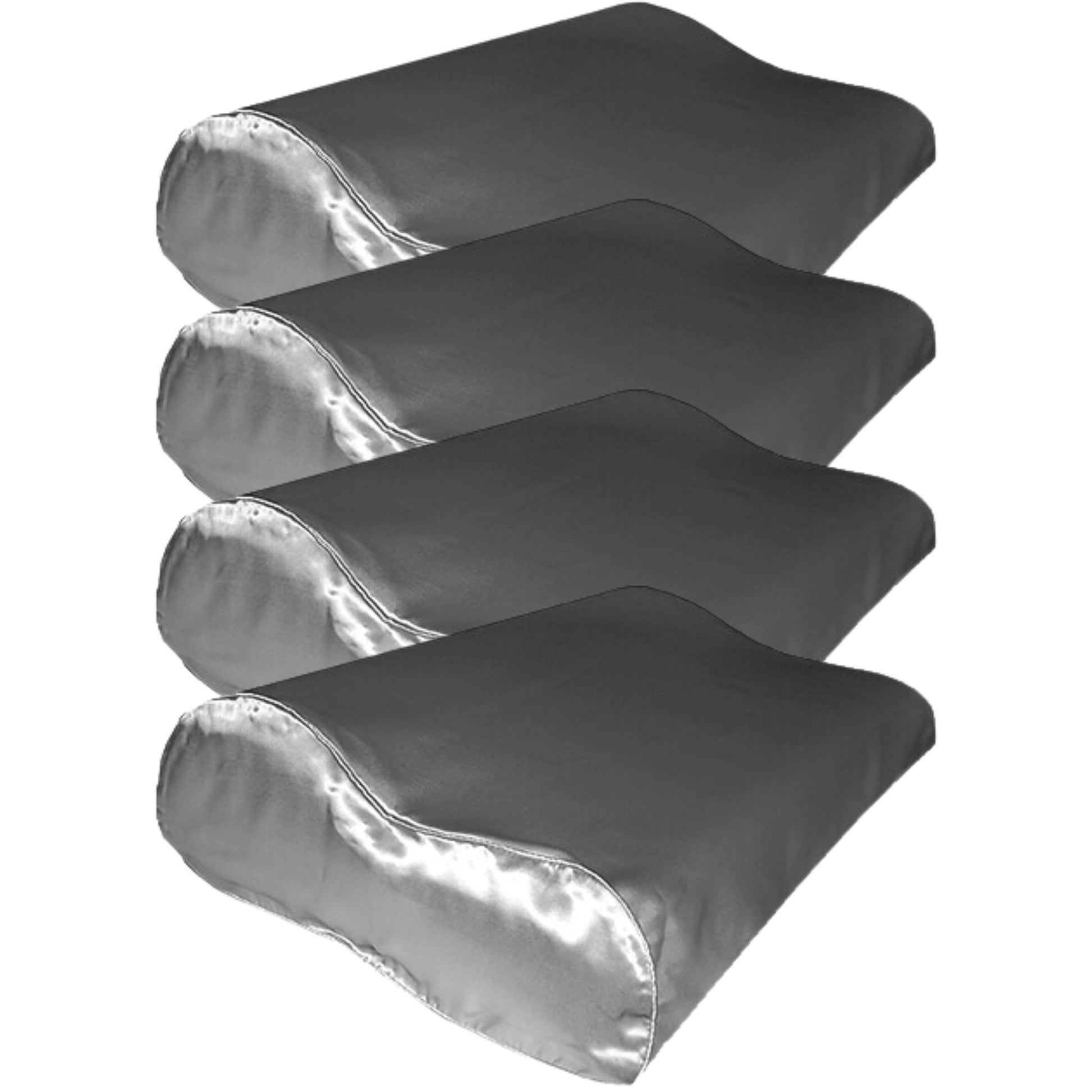 4x 100% Seide Kissenbezug für ergonomisches Kissen Hellgrau - 19MM