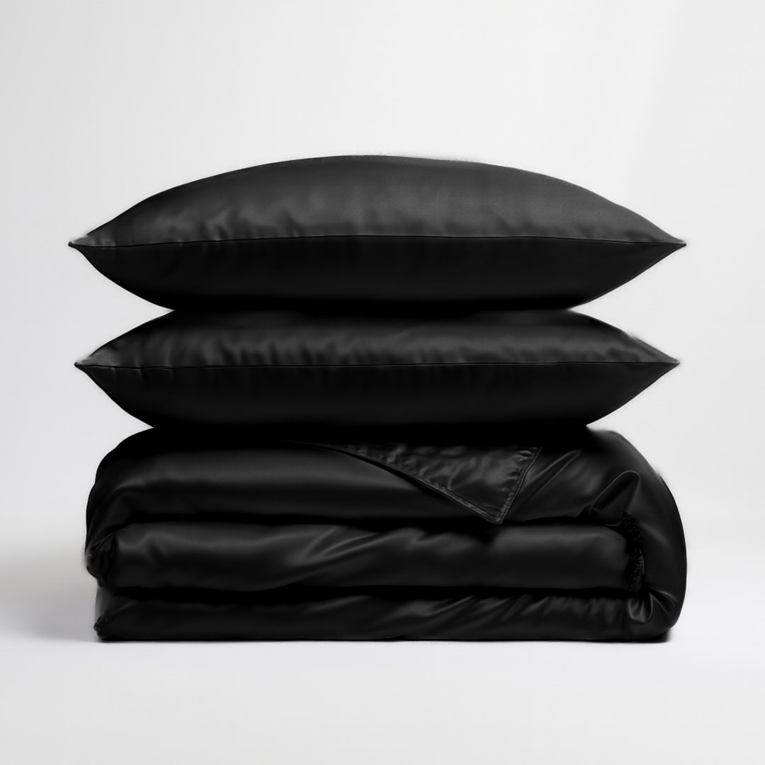 Seiden-Bettbezug Schwarz - 22 Momme