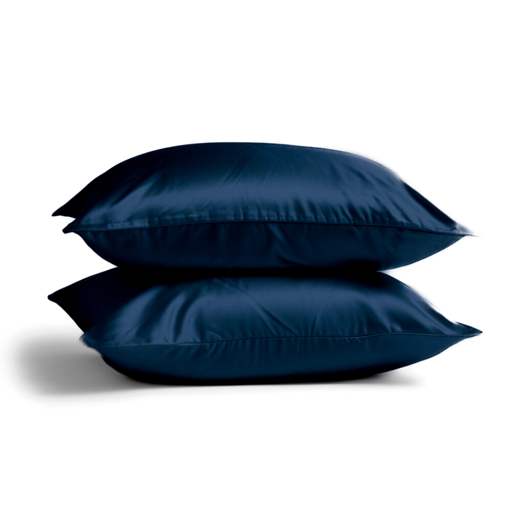 2x Seide Kissenbezug Blau - 19mm Satin