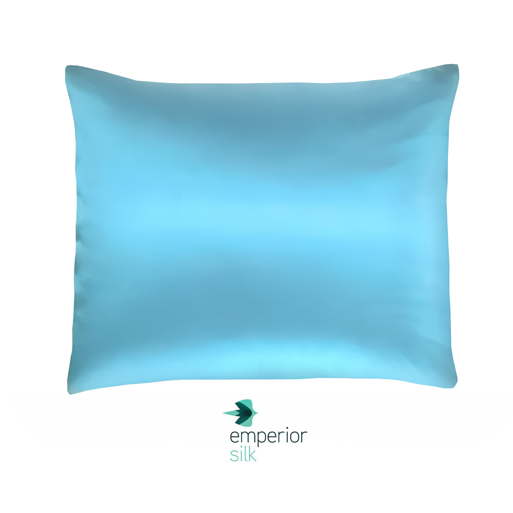 100% Seidenkissenbezug Verdi Hellblau - 22MM extra weich